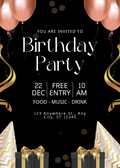 Black and gold modern birthday party invitation